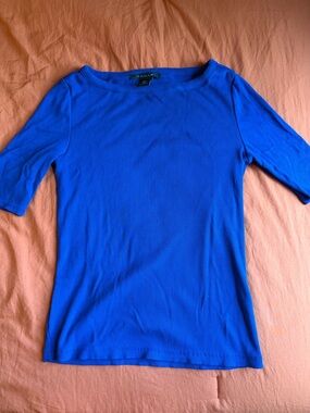 Tahari Royal Blue Ribbed 1/2 sleeve Small Women's Top